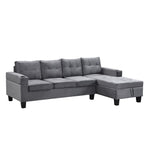 Modern Sectional Sofa Set with L Shape Chaise Lounge and Storage in Grey Velvet Fabric