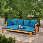 Outdoor Daybed With X-Shaped Panel Backrest And Armrests - Teak
