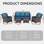 Patio Furniture Set Rattan Outdoor Sectional Conversation Sets 5-Piece Peacock Blue