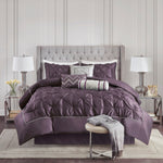 7 Piece Tufted Comforter Set Plum Full