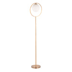 Moon Contemporary Floor Lamp in Gold Metal and Frosted Glass