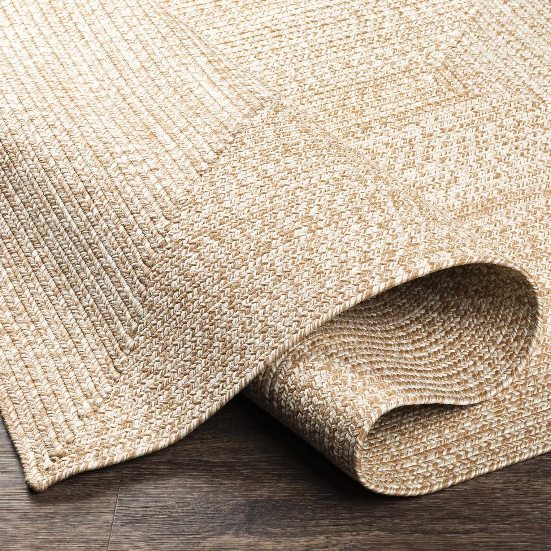Cream Braided Faux Jute Outdoor Rug