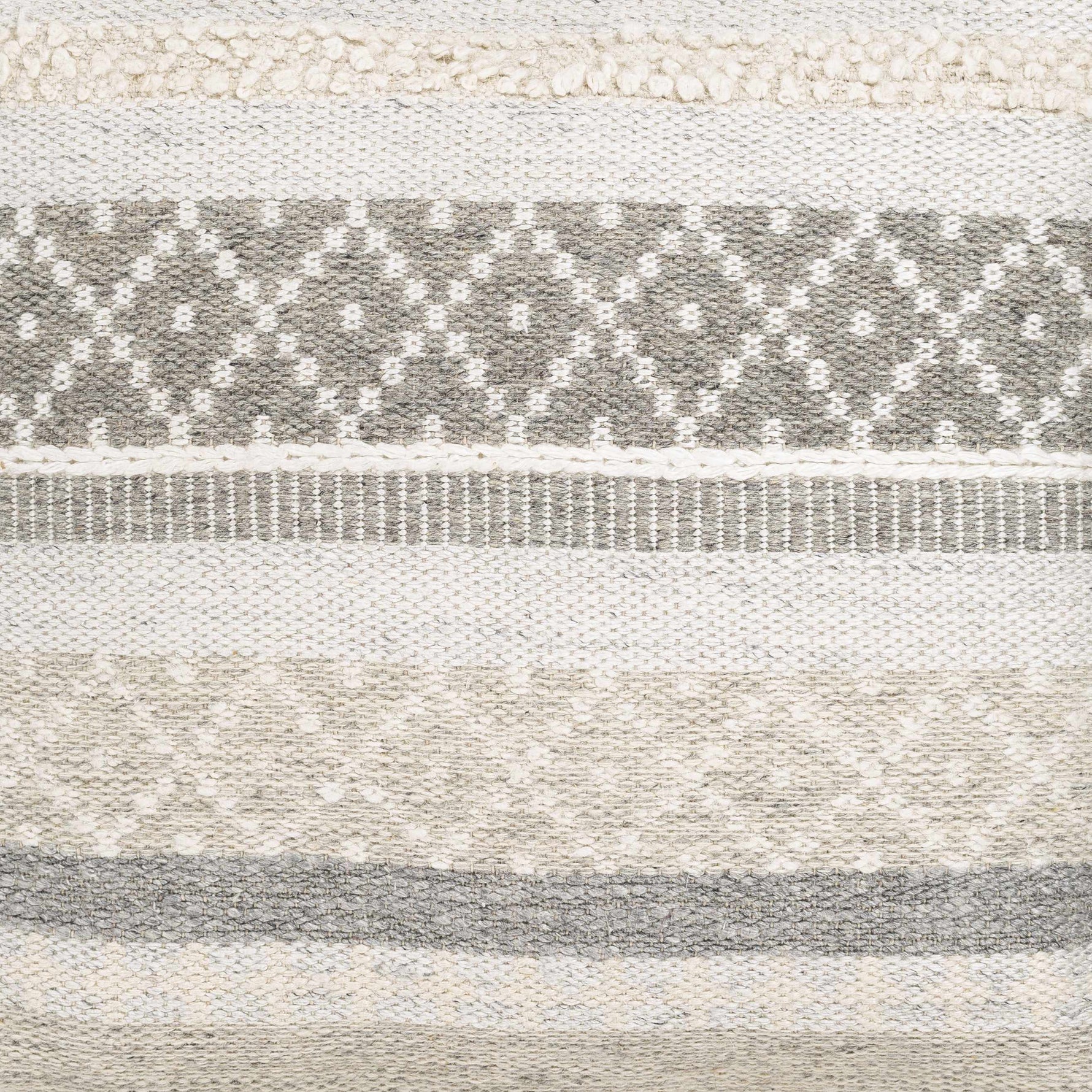 Geyser Woven White Gray Cotton Pouf - Clearance