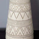 Tan and Cream Resin Lamp with White Linen Table Lamp - Clearance