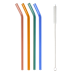 4 Colored Glass Straws with Cleaner