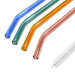 4 Colored Glass Straws with Cleaner