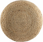 Lavertezzo Brick Red Knitted Beige Cotton Pouf