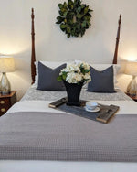 Waffle Cotton Knit Tassel Fringe Blanket/Coverlet