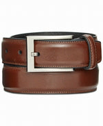 Alfani Men's 32Mm Feather Edge Stitch Dress Belt Dark Beige Size 44