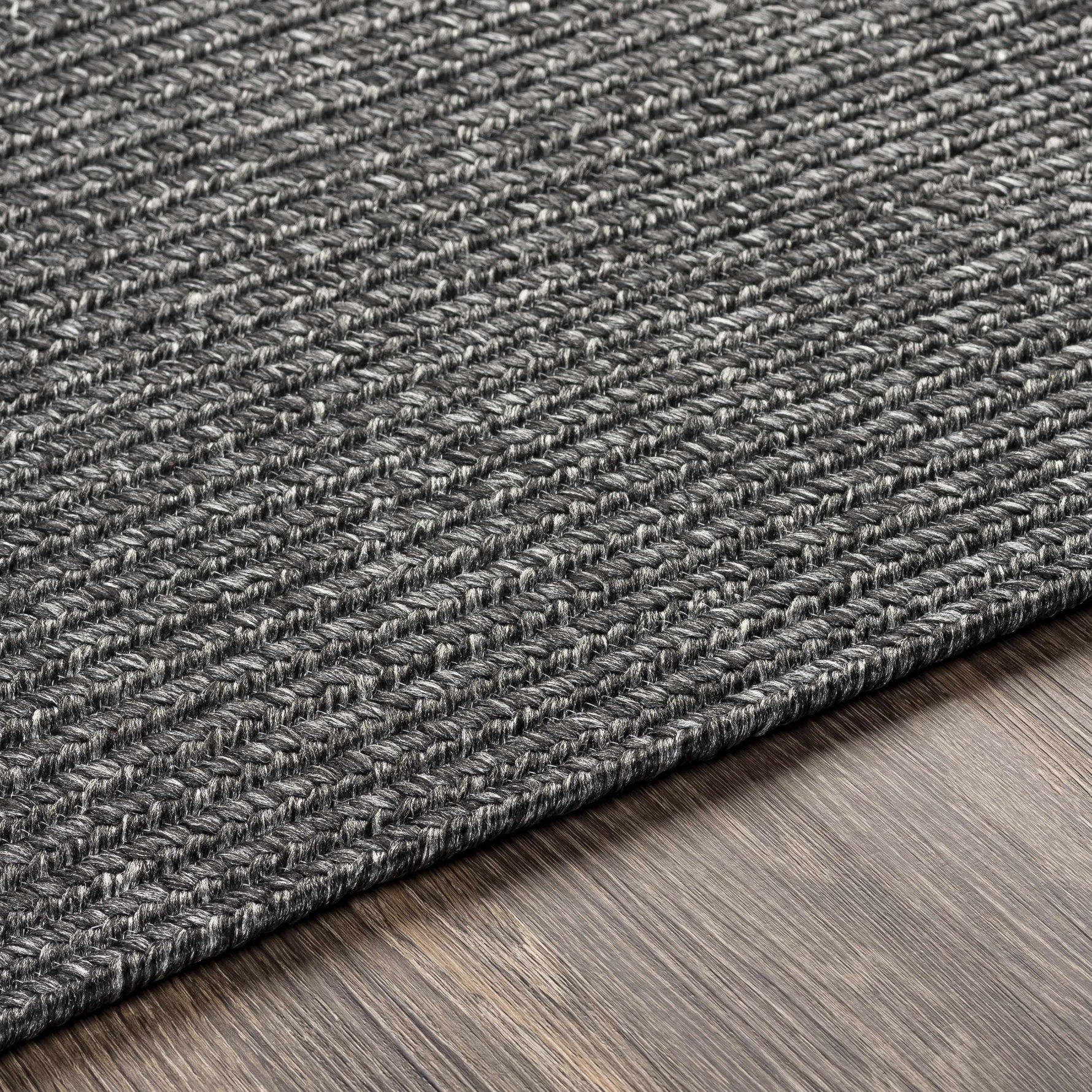 Black Braided Faux Jute Outdoor Rug