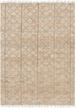 Rice Dusty Sage Fringed Jute Carpet