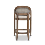 Pyrla 26" Upholstered Counter Stool with Curved Cane Back and Wood Legs