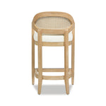 Pyrla 26" Upholstered Counter Stool with Curved Cane Back and Wood Legs