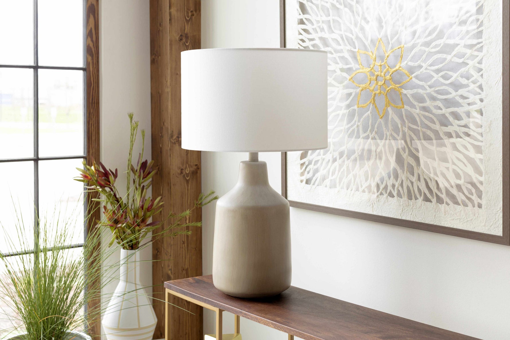 Quezon Beige Resin Table Lamp