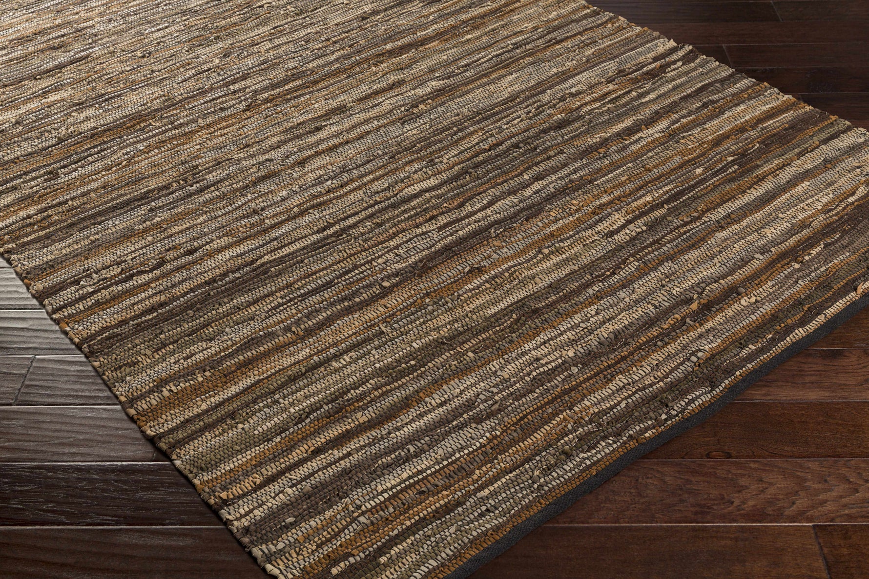 Hand Woven Leather Rag Rug - Clearance