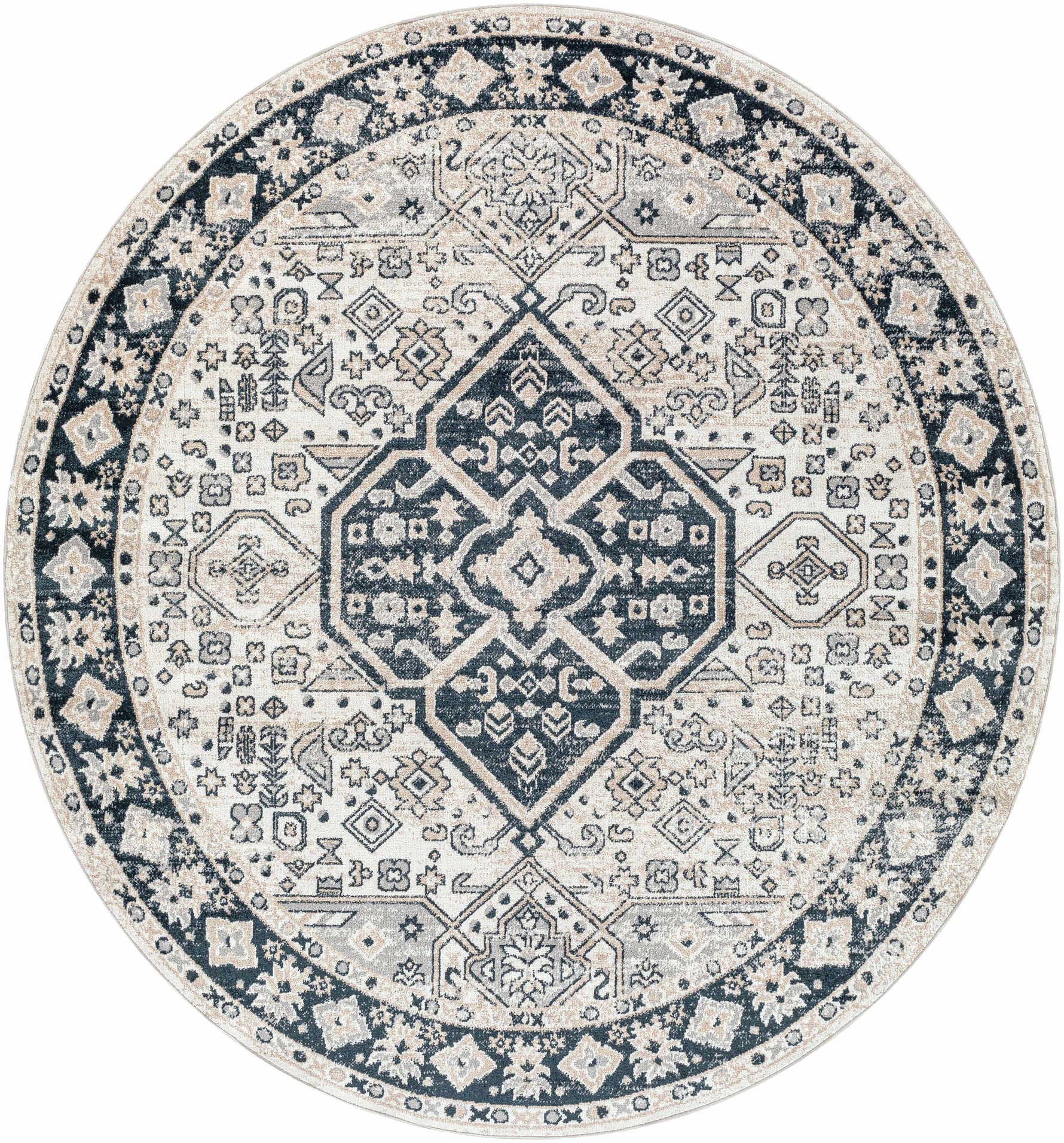 Cabacungan Cream & Gray Washable Area Rug - Clearance