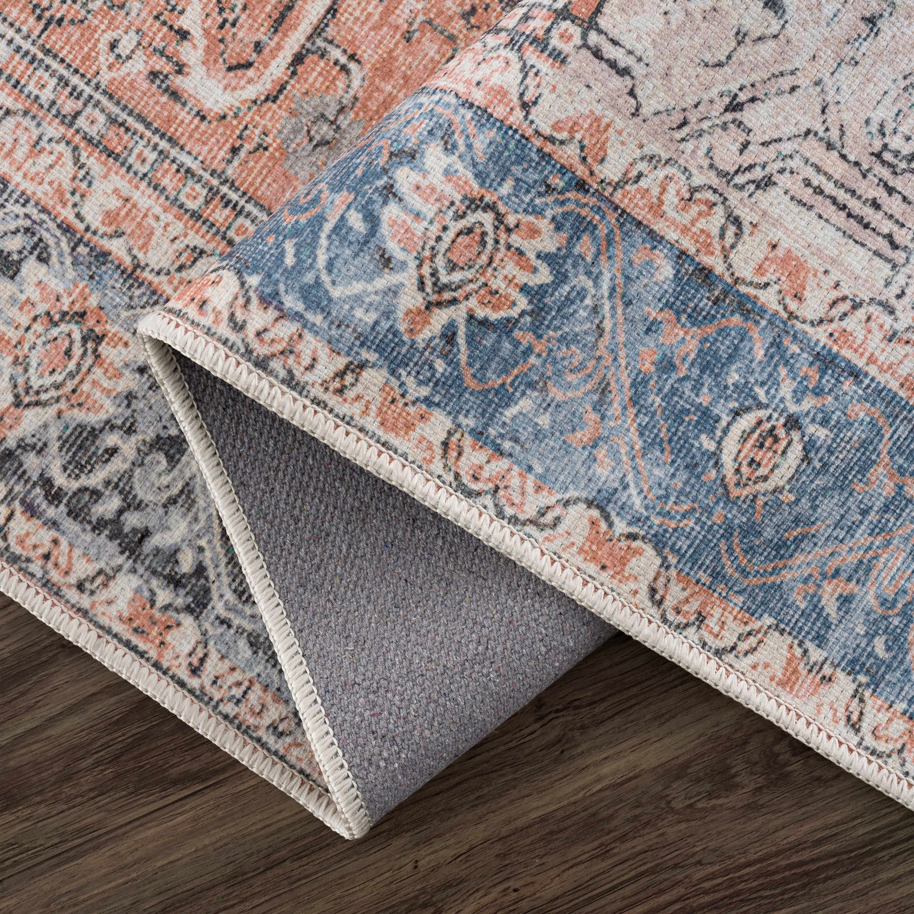 Rosman Distressed Washable Area Rug