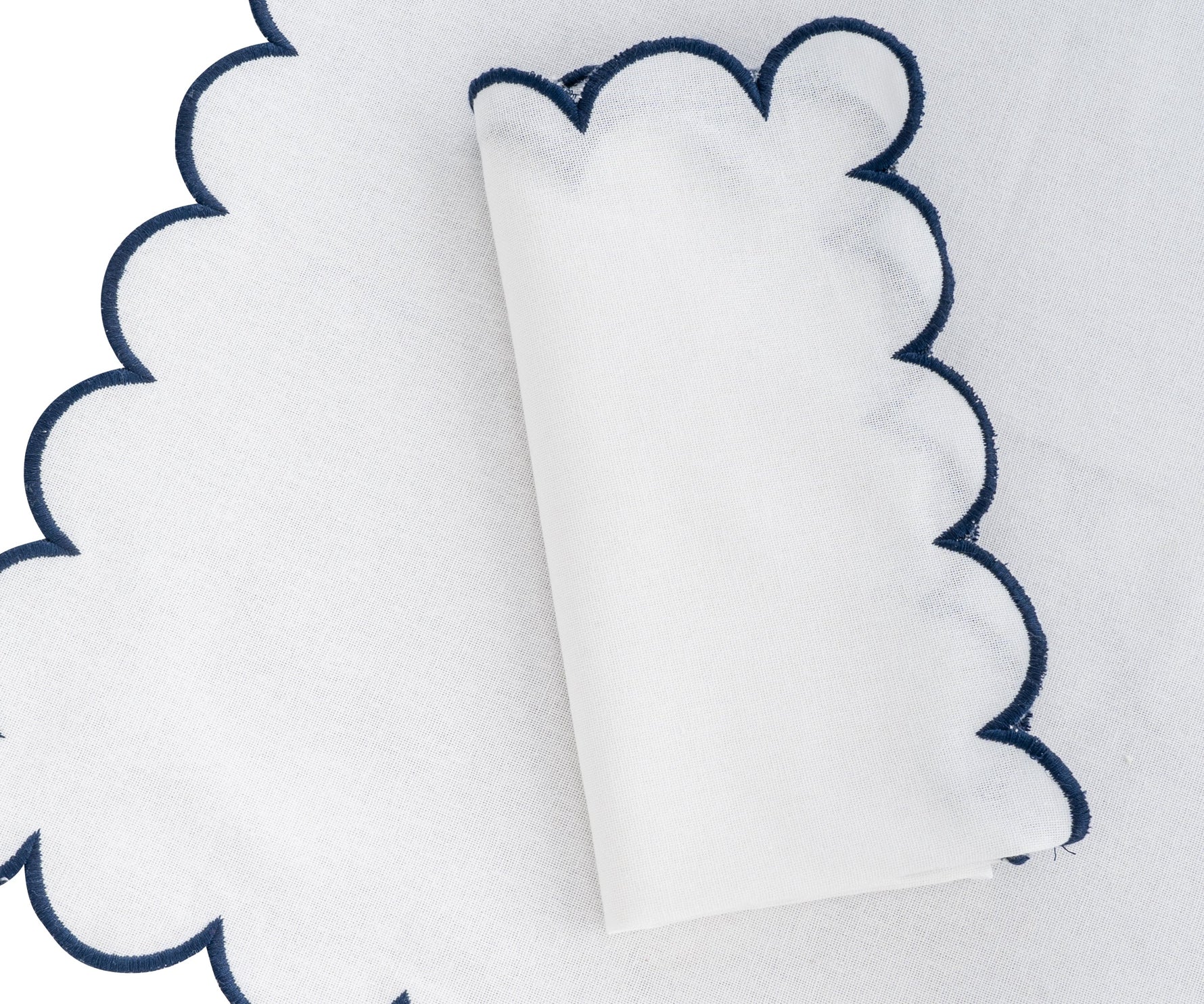 Navy Scalloped Edge Napkins - LongWave