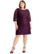 Jessica Howard Women's Disco Dot Lace Dress Dark Purple Size 18W