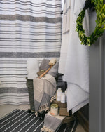 Modern Tufted Stripe Yarn Dyed Recycled Cotton Blend Shower Curtain