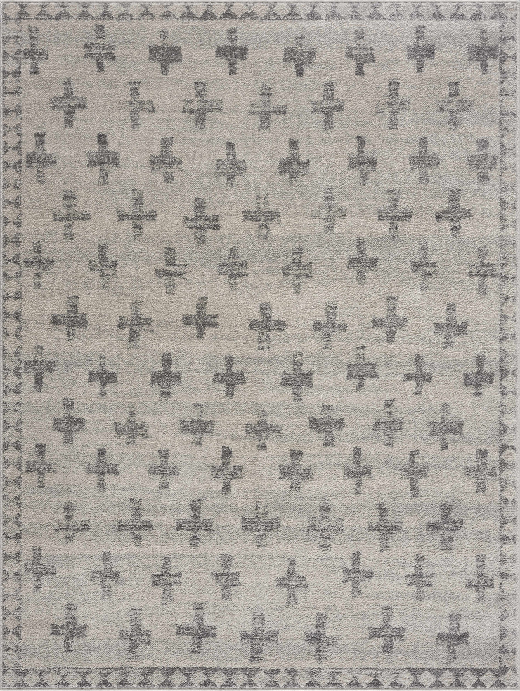 Tigris Swiss Cross Ivory&Gray Area Rug - Clearance