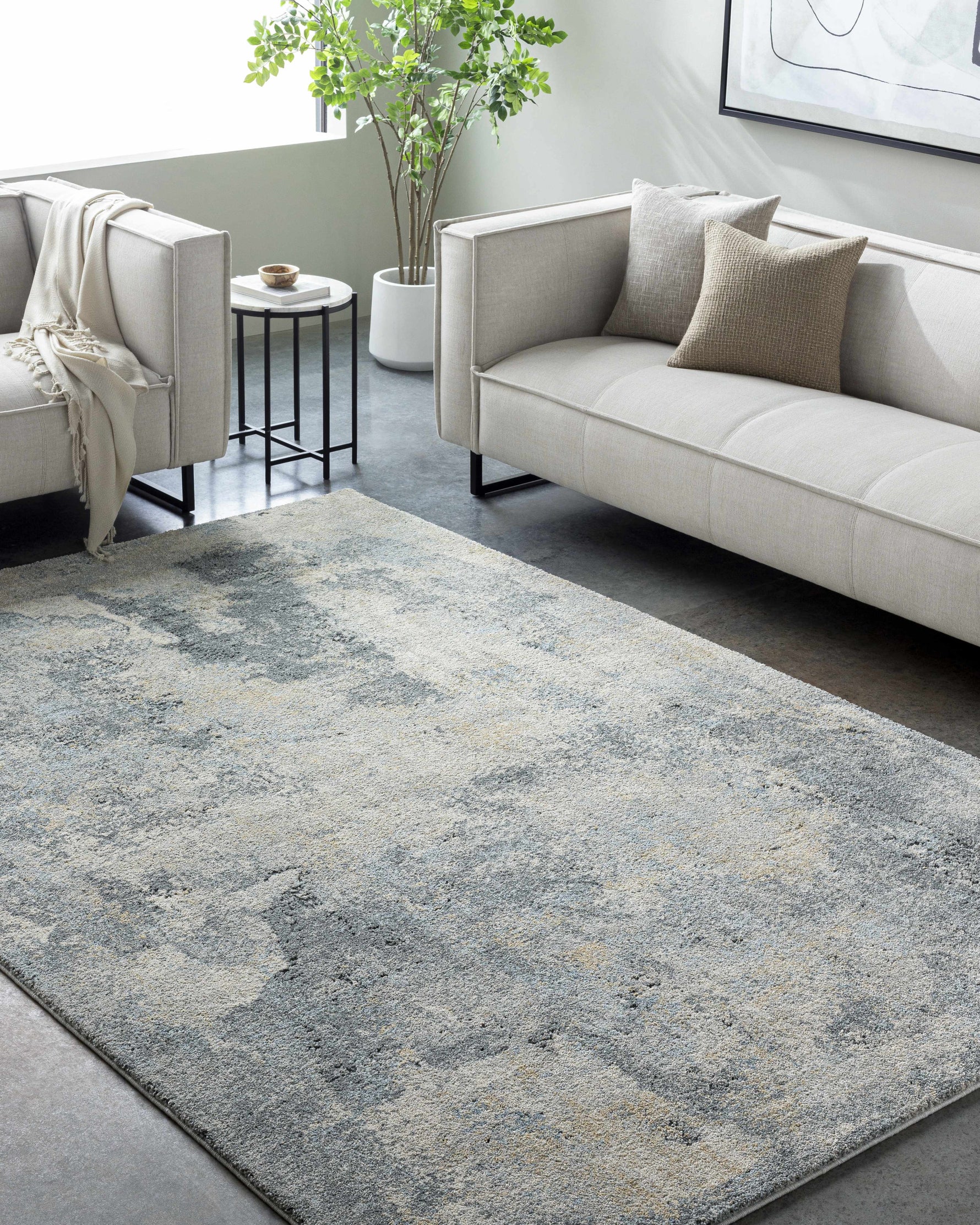 Adsila Teal Blue Thick Luxe Rug