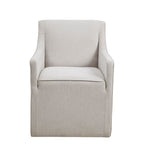 Upholstered Dining Chair with Casters and Padded Arms